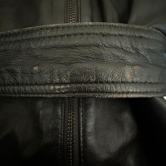 Bod & Christensen Brown Leather Jacket Trench Coat Asym Zip Belted Womens XL - Picture 12 of 16